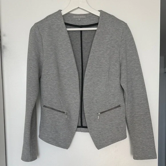 Oliver Bonas Gray Lightweight Blazer - Size 4 - Picture 1 of 4